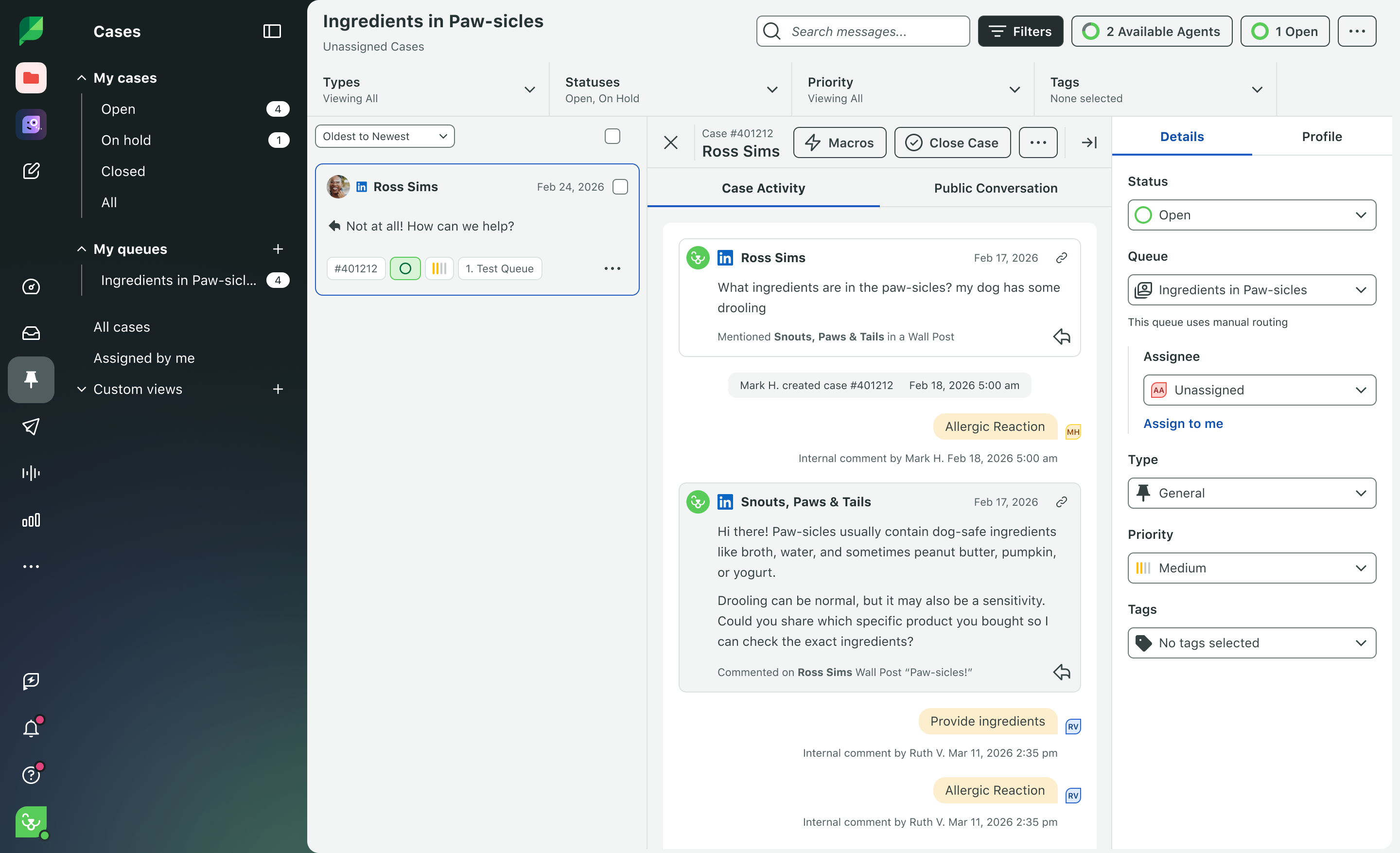 Sprout Social Product Image of Engagement Tasks with LinkedIn Activity History.