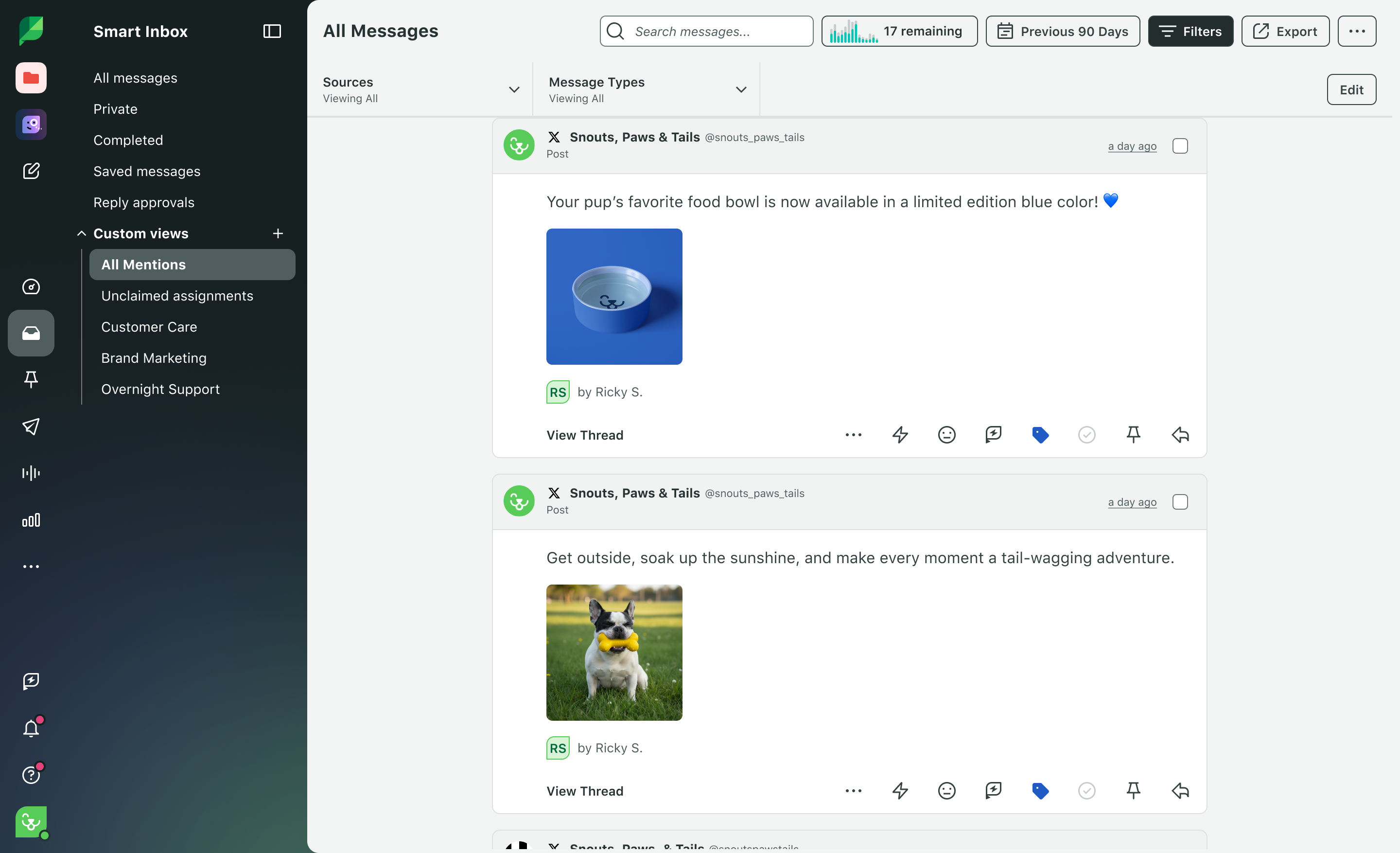 Sprout Social Product Image of Engagement My Inbox.