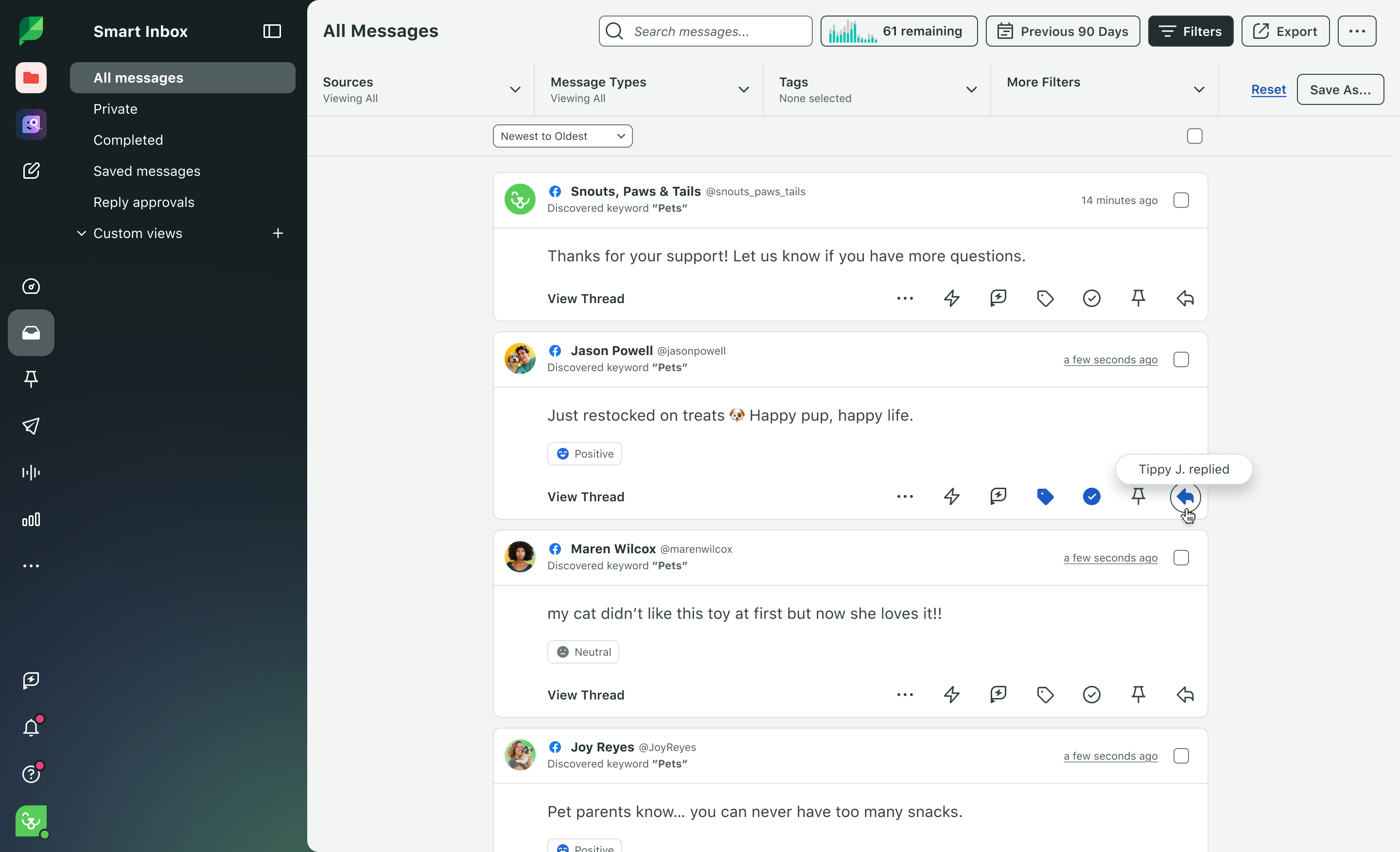 PI Engagement Smart Inbox All Filters with TikTok