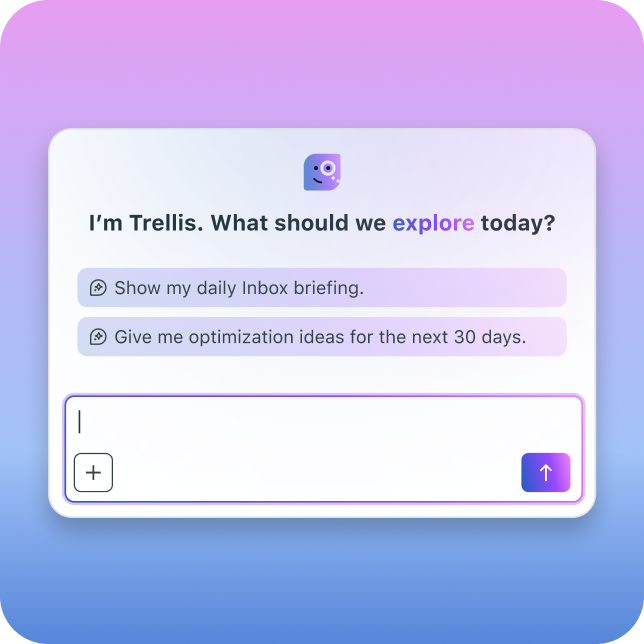 Captura de pantalla de Trellis Studio, una plataforma de estadísticas impulsada por IA, que muestra un gráfico de tendencias de participación, un panel de control de habilidades con tareas programadas y una interfaz de chat de IA que pregunta “¿Qué deberíamos explorar hoy?”​​ 